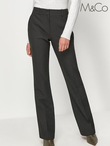 M&Co Grey Check Print Bootcut Trousers (A41363) | €10