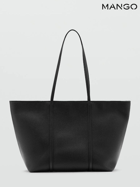 Black - Mango Large Tote Bag