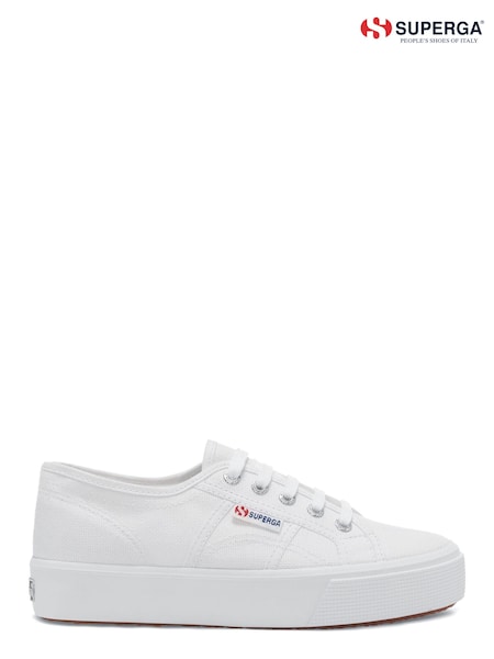 Superga White 2730 Mid Flatform Canvas Trainers (A42398) | €41.50