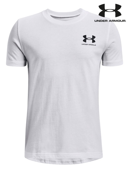 Under Armour White Boys Youth Sportstyle Left Chest Logo T-Shirt (A42859) | €10