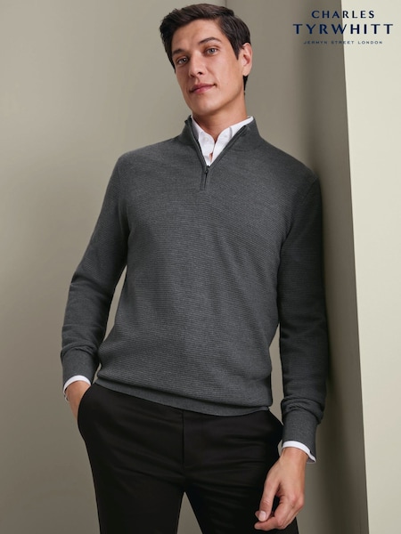 Түтін сұр - Regular Charles Tyrwhitt Pure Merino Quarter Zip Jumper