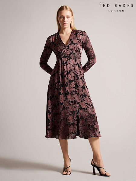 Ted Baker Loiise Midi Black Dress With Skinny Sleeves (A43491) | €141