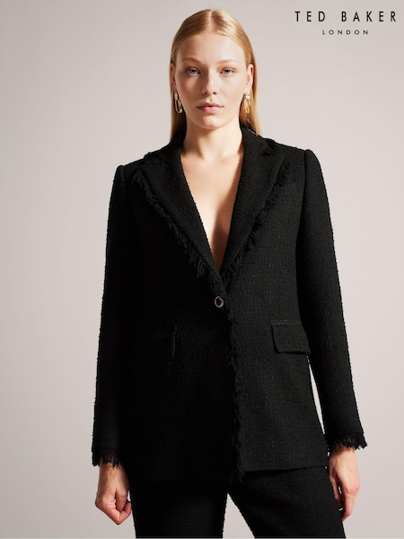Ted Baker Black Longline Melliie Single Breasted Leather Blazer (A43510) | €116