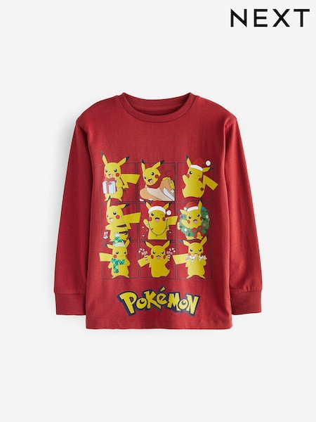 Pokémon Pikachu Red Long Sleeve Christmas T-Shirt (3-16yrs) (A43715) | € 14 - € 18