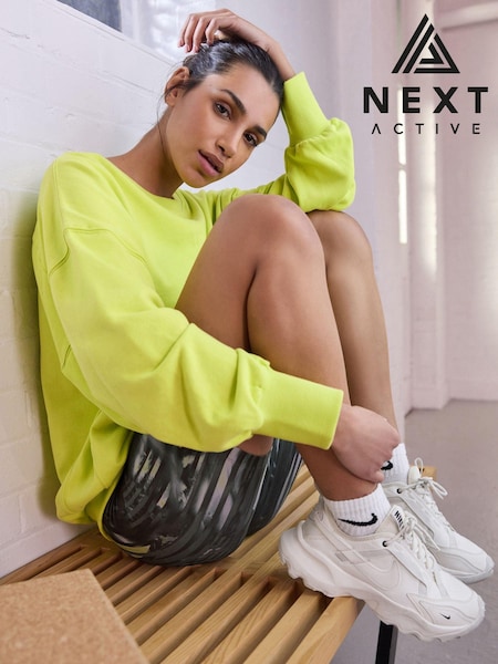 Lime Green Oversized Active Longline Relaxed Summer Crew Neck Sweatshirt (A43746) | €17
