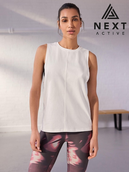 Ecru White 100% Cotton Active Jersey Tank (A43759) | €5