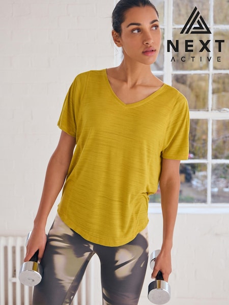 Yellow Active Sports Short Sleeve V-Neck Top (A43777) | €10