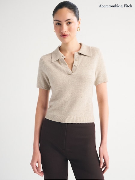 Cream - Abercrombie & Fitch Capsule Short Sleeve Polo Shirt