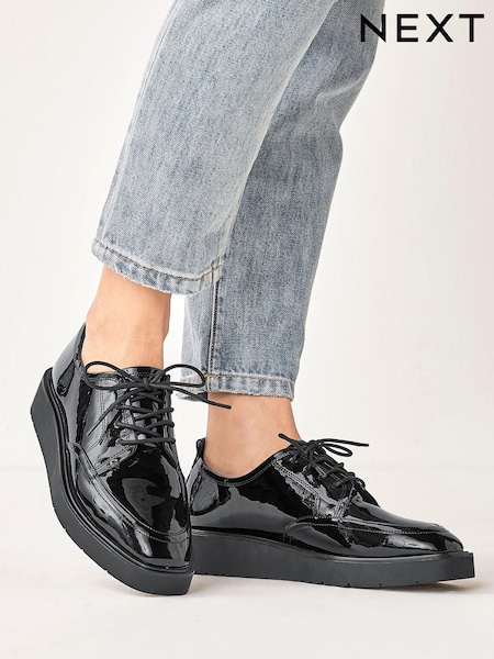 Black Forever Comfort® Wedge Lace-Up Loafers (A44566) | €19