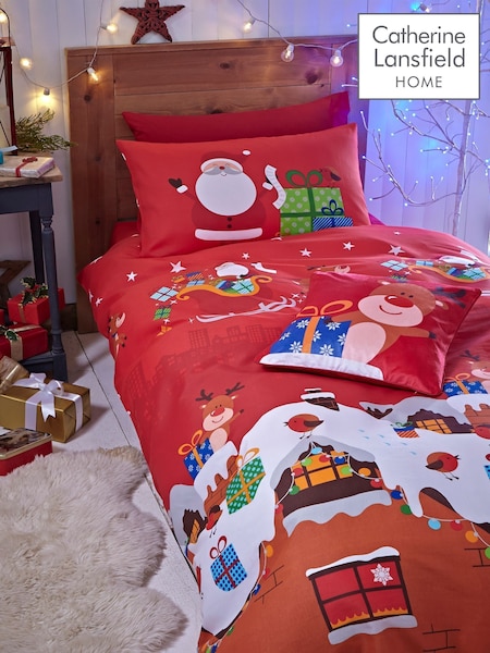 Catherine Lansfield Red Santa's Christmas Presents Duvet Cover and Pillowcase Set (A45407) | €21 - €31