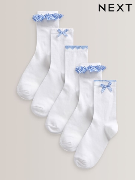 Azul - 5 Pack Cotton Rich Gingham Ankle School Socks (A45548) | 11 € - 14 €