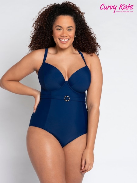 Curvy Kate Blue Retro Sun Padded Plunge Swimsuit (A46432) | 30 €