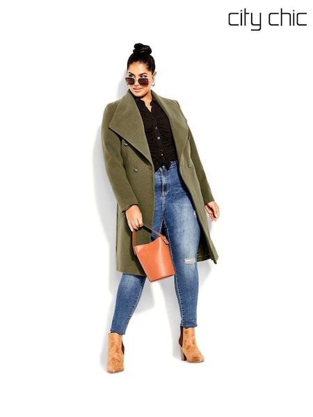 City Chic Green Sassy Military Coat (A46620) | €74