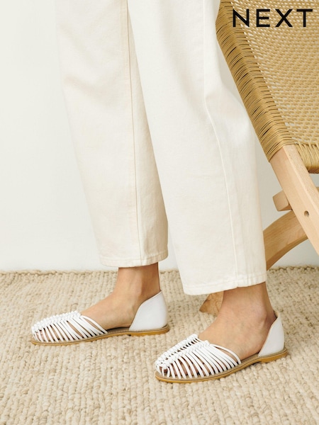 White Forever Comfort® Leather 2 Part Woven Shoes (A46797) | 76 zł