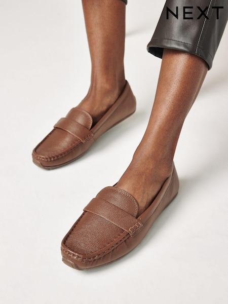Dark Brown Regular/Wide Fit Forever Comfort® Leather Driver Shoes (A46798) | €10