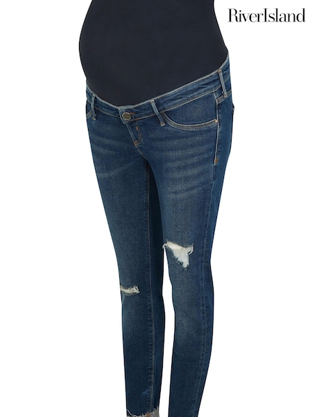 River Island Blue Denim Molly Mat Overbump Tortellini Skinny Jeans (A47486) | €16