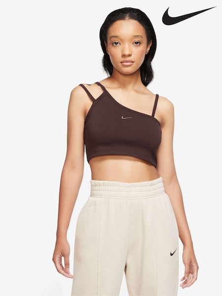Nike Dark Brown Modern Asymmetrical Cropped Tank Top (A47890) | €21
