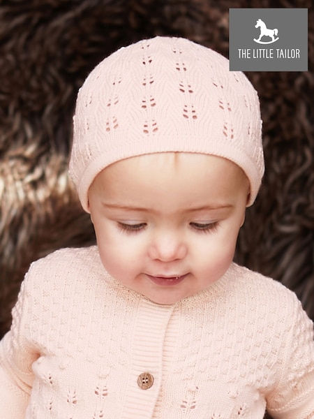 Розовый - The Little Tailor 100% Cotton Pointelle Knitted Baby Hat (A48099) | €16