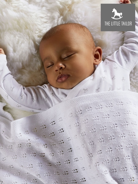 The Little Tailor White 100% Cotton Pointelle Baby Blanket (A48129) | $56