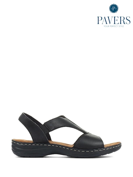 črna - Pavers Wide Fit Slingback Leather Sandals (A48318) | € 34