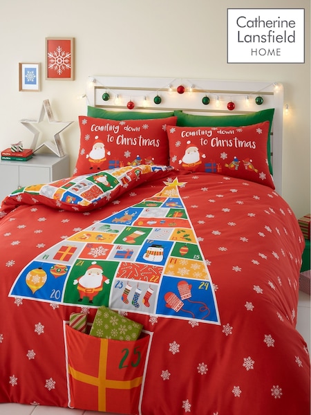 Catherine Lansfield Red Christmas Countdown Duvet Cover and Pillowcase Set (A49244) | €8.50 - €10.50
