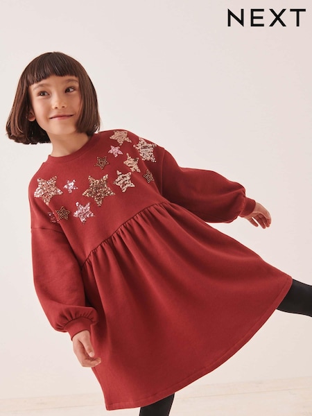 Chocolate Brown Sequin Cosy Long Sleeve Dress (3-16yrs) (A49931) | €8 - €11