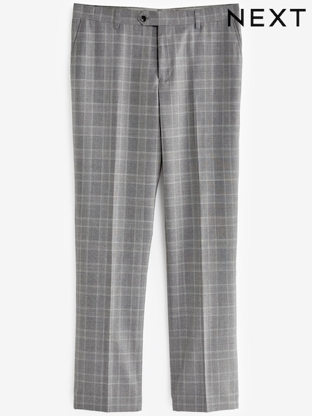 Grey Regular Fit Signature Empire Mills 100% Wool Check Suit: Trousers (A52964) | € 53