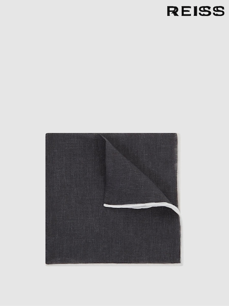 Reiss Navy Piazza Linen Plain Pocket Square (A53689) | €58