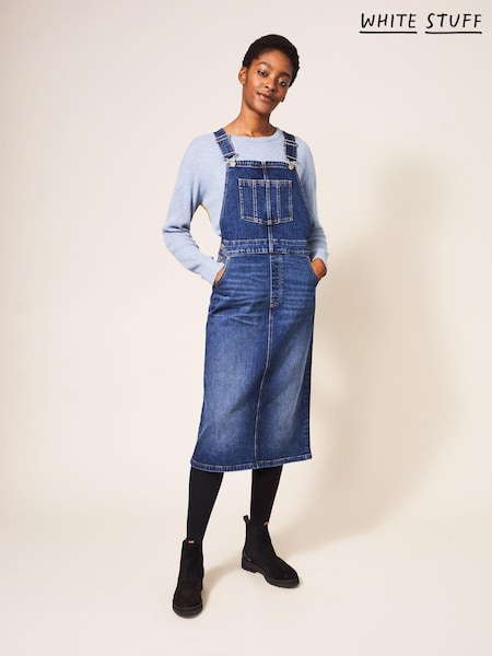 White Stuff Blue Emmie Denim Midi Pinny Dress (A54670) | €25