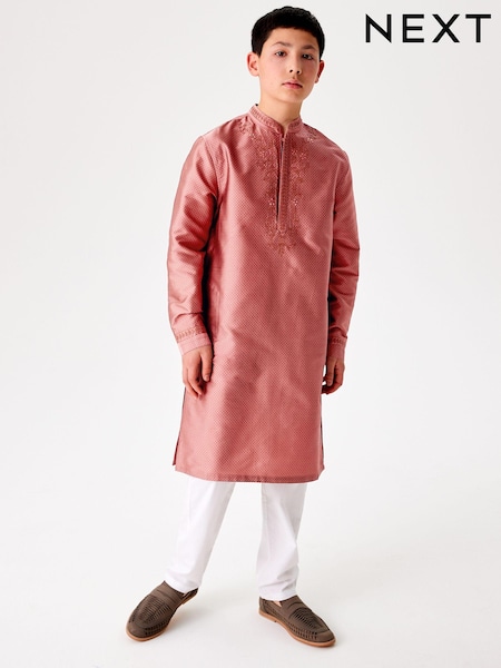Pink Regular Length Embroidered Boys Kurta (3-16yrs) (A54918) | €12 - €15