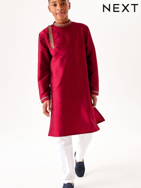 Red Regular Length Embroidered Boys Kurta (3-16yrs) (A54920) | €9 - €13