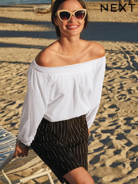 White Half Sleeve Textured Top (A56261) | €10