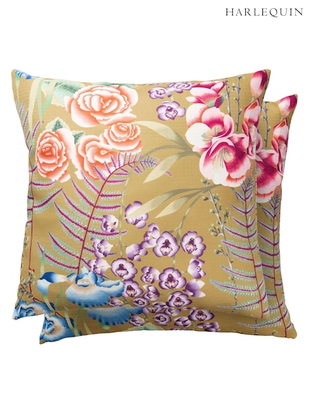 Harlequin Gold Amaryllis Outdoor Cushion (A56341) | $72