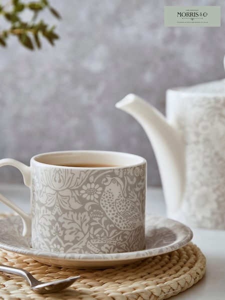 Morris & Co. by Spode Grey Strawberry Thief 10oz Tea Cup & Saucer (A56441) | €31