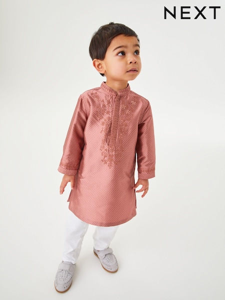 Pink Regular Length Embroidered Boys Kurta (3mths-7yrs) (A56701) | €10 - €13