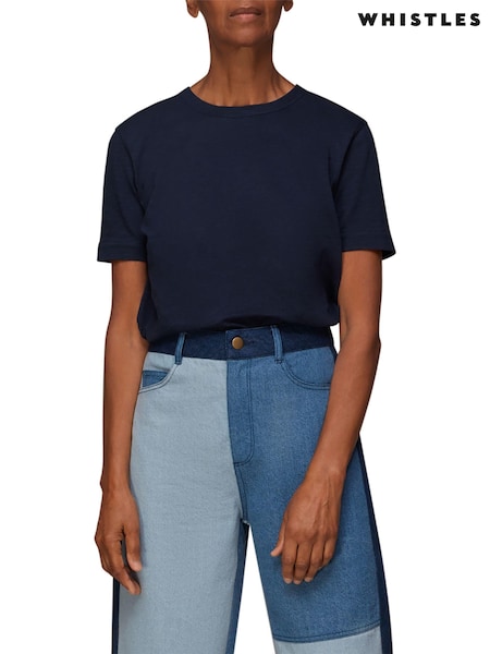 Whistles Blue Basic Emily 100% Cotton T-Shirt (A57339) | 173 QAR