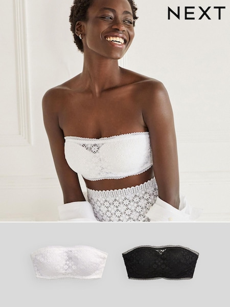 Black/White Geo Lace Light Pad Multiway Bras 2 Pack (A57816) | €12