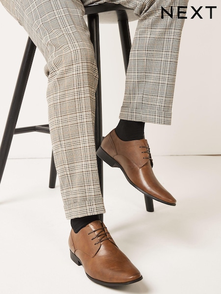Tan Brown Derby Lace- Up Shoes (A58857) | €18