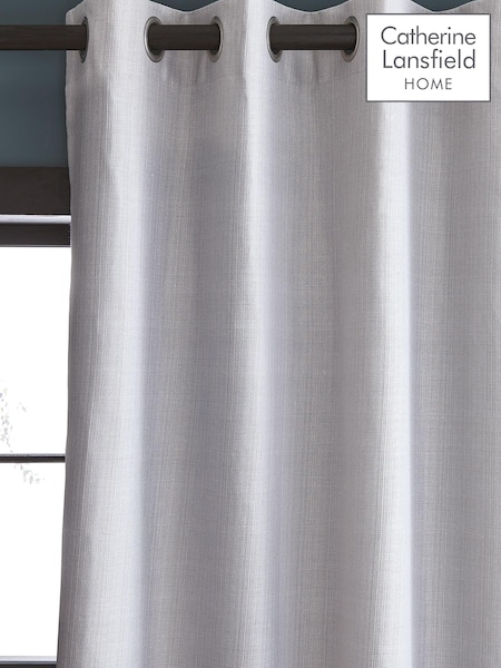 Catherine Lansfield Silver 100% Cotton Curtains (A58920) | €43 - €115