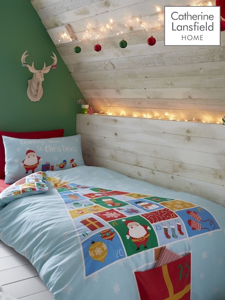 Catherine Lansfield Blue Countdown To Christmas Duvet Cover and Pillowcase Set (A58952) | €8.50 - €10.50