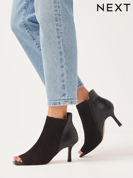 Schwarz - Forever Comfort® Material Mix Peep Toe Shoe Boots (A59107) | 24 €