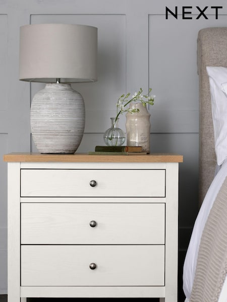 Chalk Malvern Paint Effect 3 Drawer Wide Bedside Table (A59154) | €275
