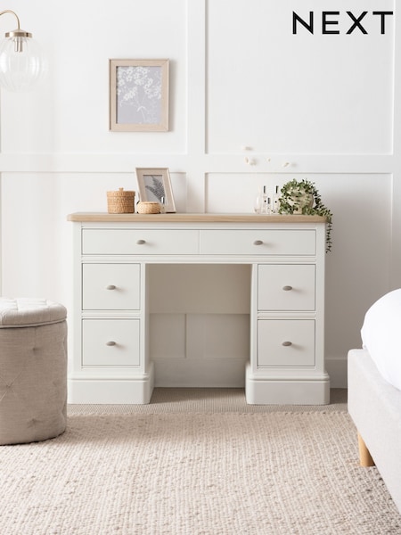 Chalk White Hampton Painted Oak Collection Luxe 5 Drawer Console Dressing Table (A59187) | €1,025