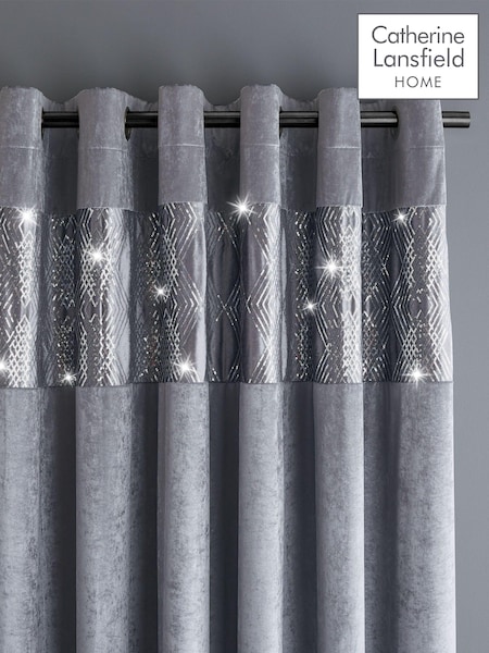 Catherine Lansfield Crushed Velvet Glamour Sequin Curtains (A59521) | ‏161‏₪ - ‏453‏ ₪