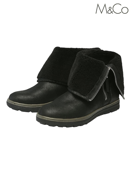 M&Co Black Fold Over Ankle Boots (A59692) | €15