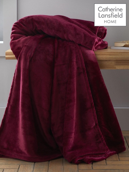 Catherine Lansfield Burgundy Red Raschel Velvet Touch Plush Extra Large Throw (A59750) | €29