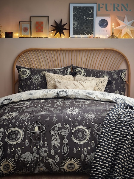 furn. Black Constellations Duvet Cover and Pillowcase Set (A60007) | $48