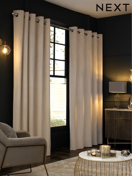Natural Oatmeal Matte Velvet Lined Curtains (A60155) | $50 - $159