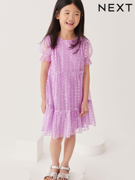Lila - Sparkle Mesh Short Sleeve Tiered Party Dress (3-16yrs) (A61289) | 17 € - 21 €