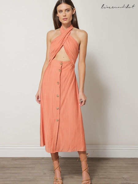 Line & Dot Salmon Pink Karina Midi Dress (A61411) | €56